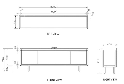 Peninsular 4 Door Tv Cabinet / Sideboard - Oakano Furniture