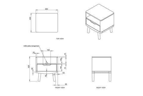 Boston 1 Drawer Sidetable - Oakano Furniture