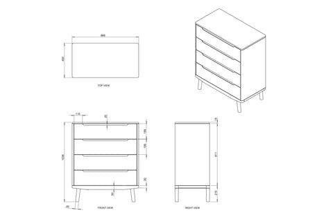 Boston 4 Drawer Chest - Oakano Furniture