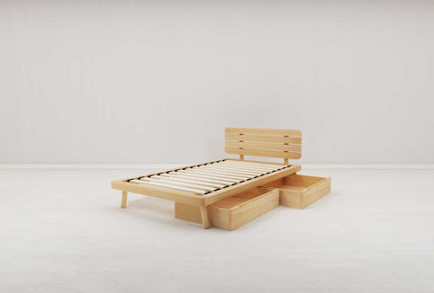 Boston King Single Flexi-Slat Bed Frame With 2x Storage Drawer