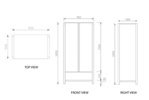 Koeler 2 Door & 1 Drawer Wardrobe - Oakano Furniture